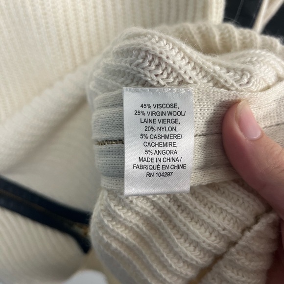 Milly cashmere wool angora Oversized Ribbed Leather-Sleeve Sweater Women XS - Picture 6 of 8